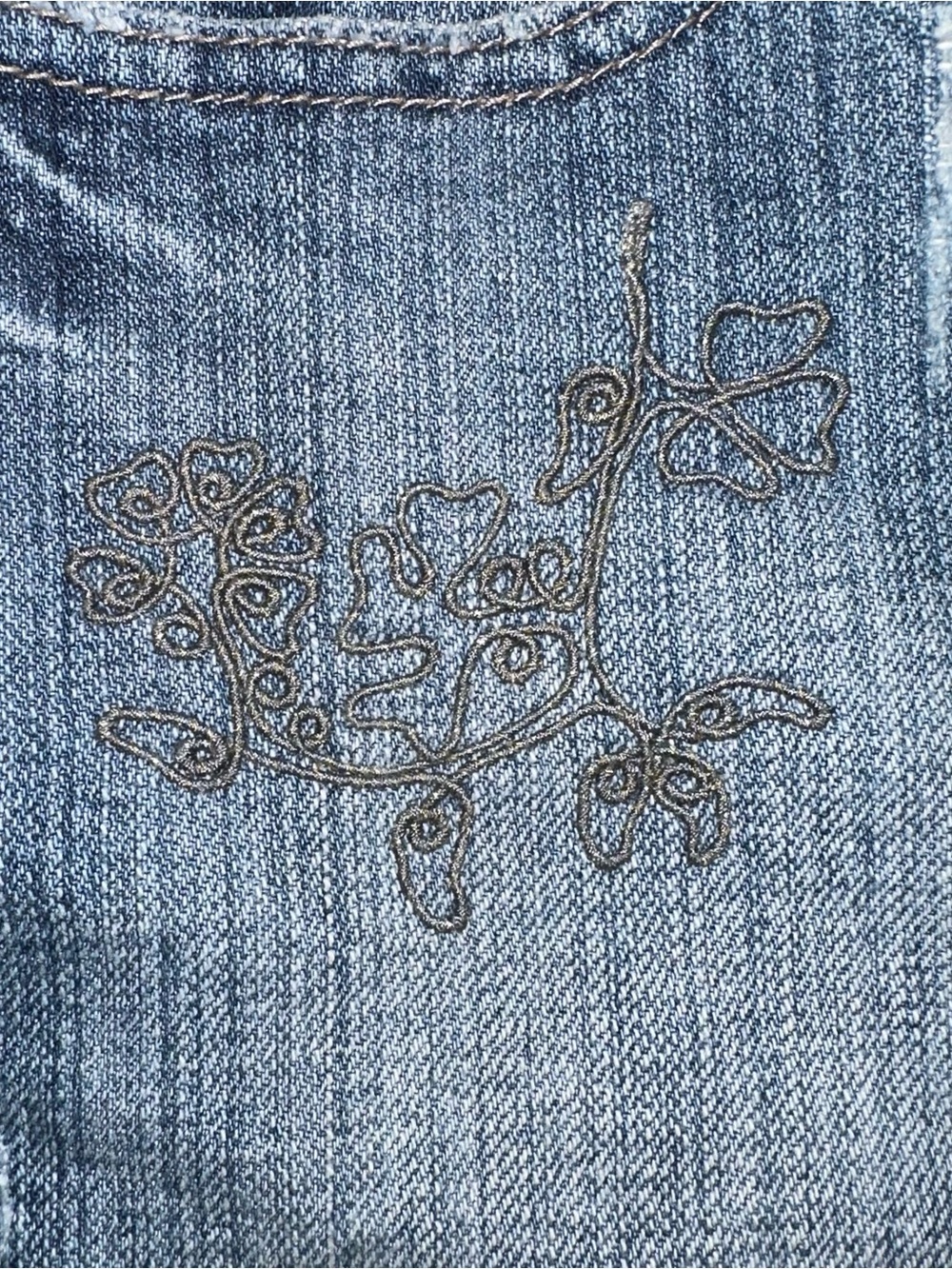 Y2K Embroidered Distressed Denim Mini Skirt - Picture 7 of 9